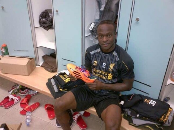 Victor Moses Displays His New Adidas F50 Boot.