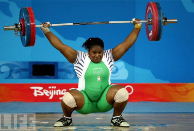Nigerian Weightlifter at the Beijing Olympic.