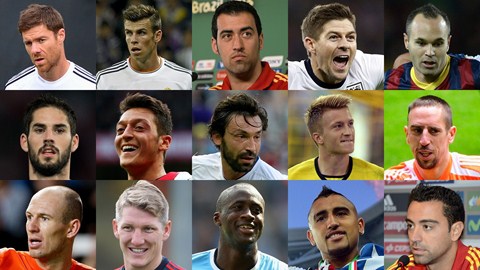 Image Credit: Fifa.com. 15 Midfielders Shortlisted for the FIFPRO World 11.