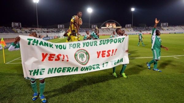 Eaglets Unveils Their Yes! Yes! Banner After Booking a Semi-Final Berth. Getty Image.