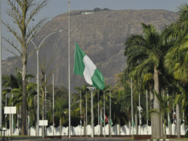 ASO ROCK FLAG FLYING AT HALF MAST IN HONOUR OF THE FORMER SOUTH AFRICAN PRESIDENT, LATE NELSON MANDELA