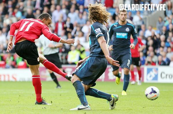 Image Credit: Twitter @CARDIFCITYFC. Odemwingie's First League Goal for Cardiff Came Against Newcastle.