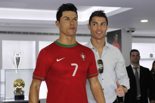 Ronaldo and a Lifesize Wax Figure of Him at His CR7 Museum.