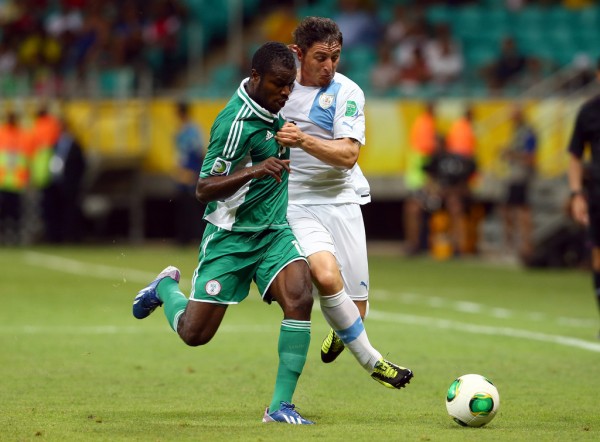 Fegor Ogude in Action for the Super Eagles.