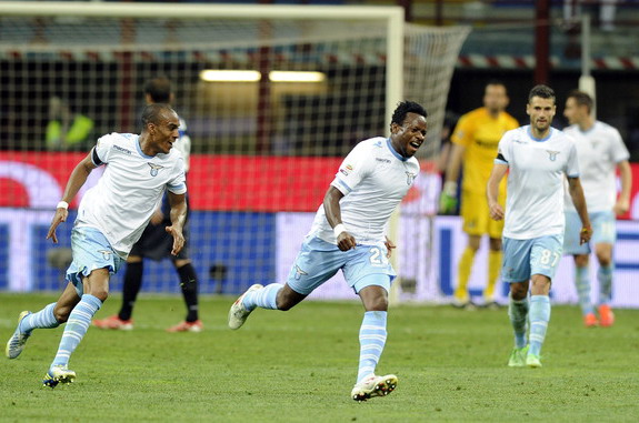 Ogenyi Onazi Celebrates Scoring His First Serie A Goal Against Inter Milan. 