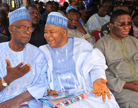 FROM LEFT: FORMER NIGERIA'S AMBASSADOR TO SWITZERLAND, AMB. YAHAYA KWANDE; FORMER DEPUTY PRESIDENT OF THE SENATE, SEN. IBRAHIM MANTU AND FORMER GOVERNOR OF PLATEAU, MR FIDELIS TAPGUN, DURING THE REQUIEM MASS FOR A FORMER GOVERNOR OF PLATEAU, MR MICHEAL BOT-MANG IN JOS ON THURSDAY 30/1/2014