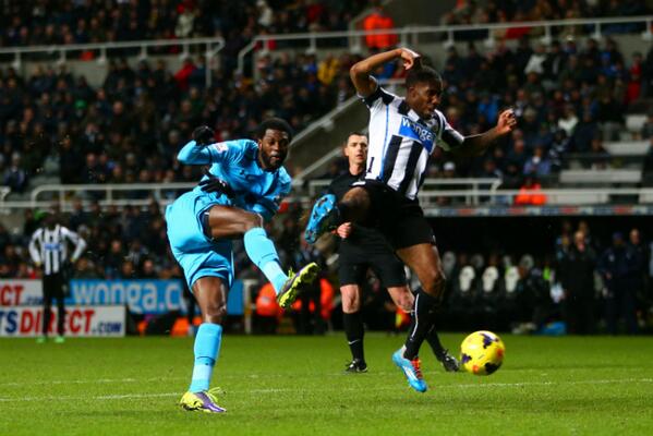 Emmanuel Adebayor's Second Goal Against Newcastle. Getty Image.