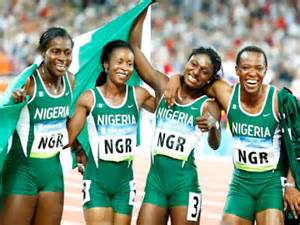 Team Nigeria Celebrates Relay Medal.
