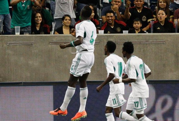 John  Ogu Celebrates Scoring Against Mexico in a Friendly in the USA.