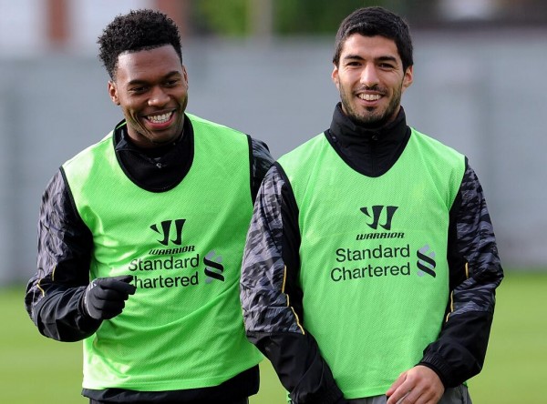 Luis Suarez and Daniel Sturridge in Liverpool Training.