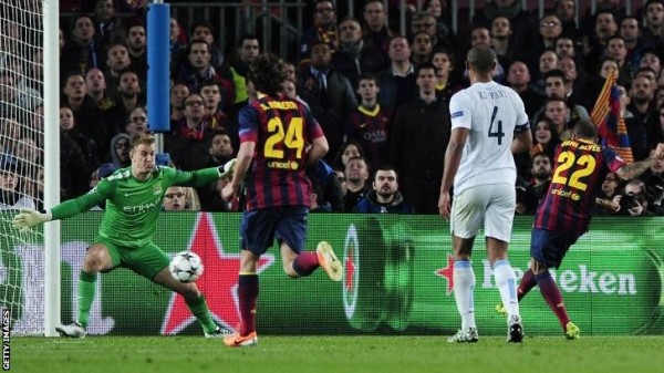 Vincent Kompany Was Outstanding for City in Their 2-1 Loss at the Camp Nou. Getty Image.