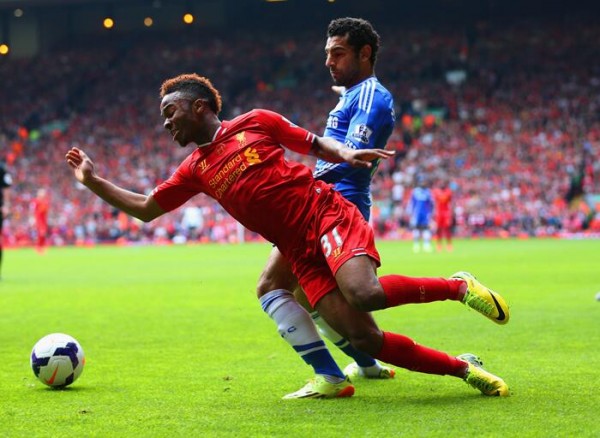 Raheem Sterling and Mohammad Salah Tussles for the Ball at Anfield. (Getty Image)