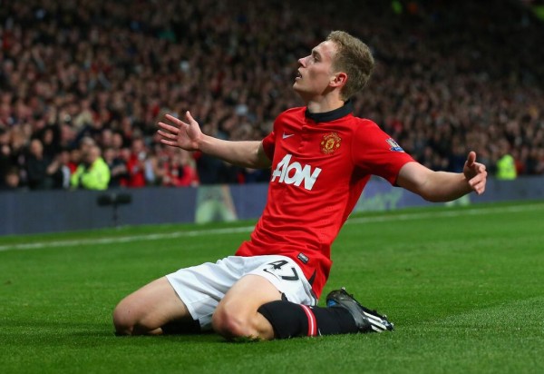 James WIlson Celebrates His First League Goal for Manchester United.