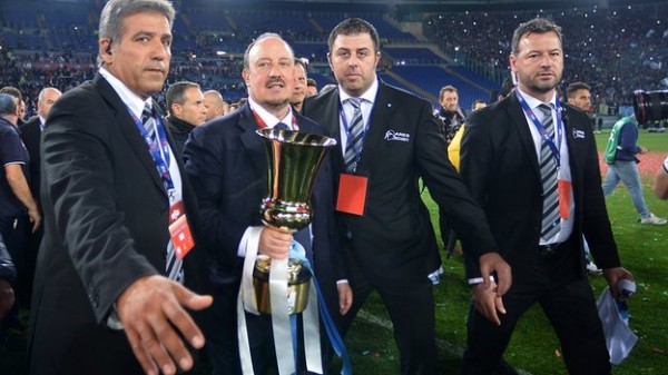 Rafael Benitez Posses for a Snap Shot With His First Trophy as Napoli Boss.