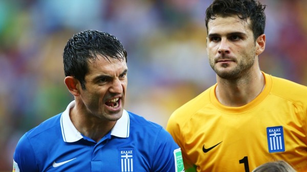 Giorgios Karagounis  and Orestis Karnezis of Greece. Fifa via Getty Image.