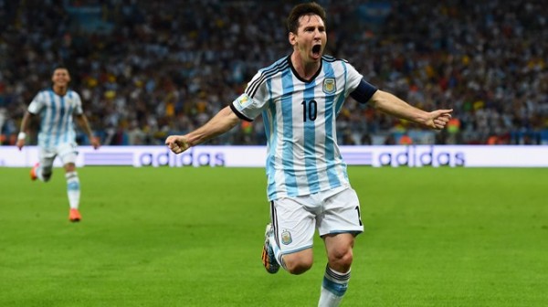 Lionel Messi Celebrates After Scoring a Superb Goal to Lift His World Cup Tally to Two.