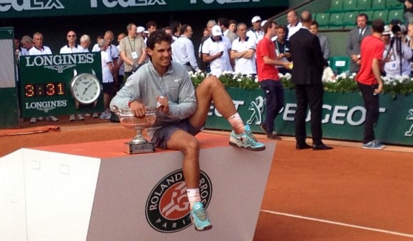 Nadal Poses With His Ninth French Open Title.