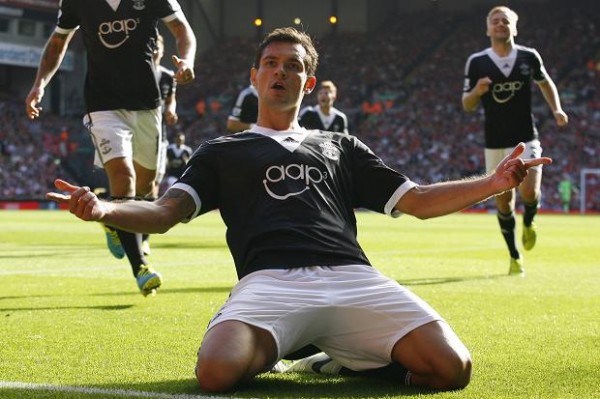 Dejan Lovren Celebrates Scoring for Southampton in the 2013/14 Premier League Season. Getty Image.