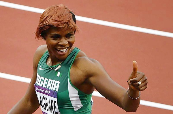 Blessing Okagbare Gives Her Fans Thumbs Up During the London 2012 Olympic Games. Image: Reuters.