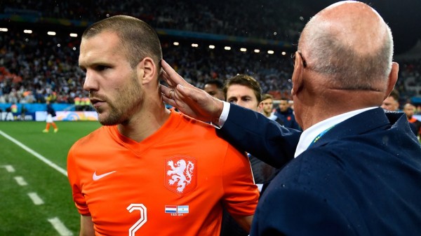 The Netherland's Defender Ron Vlaar After Missing His Country's First Penalty Against Argentina.