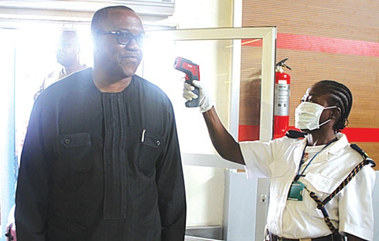 EX-GOV. PETER OBI UNDERGOES SCREENING FOR EBOLA AT ABUJA AIRPORT RECENTLY