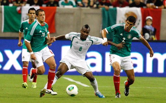 Ideye Contest for Ball During Nigeria's Friendly Match Against Mexico in Houston Last Year.