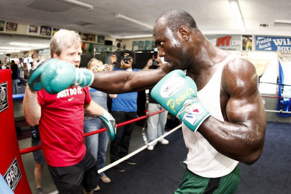 Lateef Kayode During a Gym Session With Four-Time Trainer of the Year Award Recipient Freddie Roach.