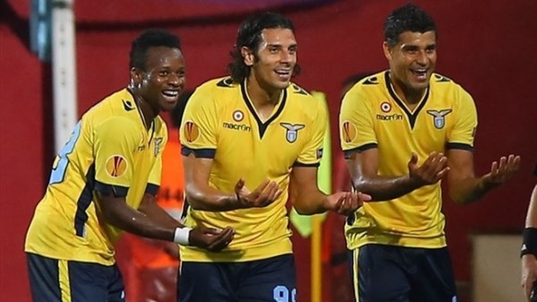 Onazi Celebrates Scoring for Lazio in a Europa Cup Last-Sixteen Win Against  VFB Stuttgart.