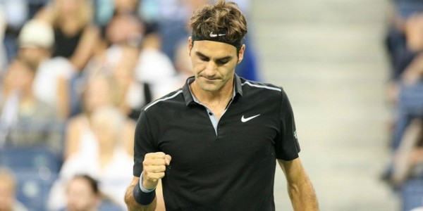 Roger Federer Pumps His Fist During His Win Over Matosevic 'Mad Dog' in the 1st Round of the 2014 US Open. 