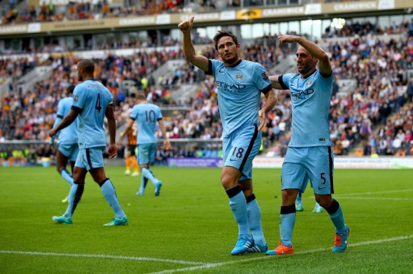 Frank Lampard Celebrates His Fourth Manchester City Goal in Seven Days. Image: Getty.