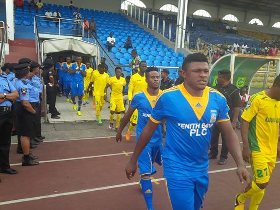 Gbolahan Salami Scored Twice as Wolves Beat Dolphins 3-1 in Warri On Wednesday. Image: LMC.