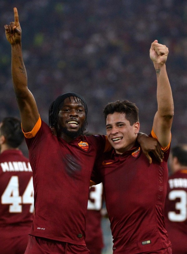 Gervinho and Iturbe Pictured After Scoring for Roma.  