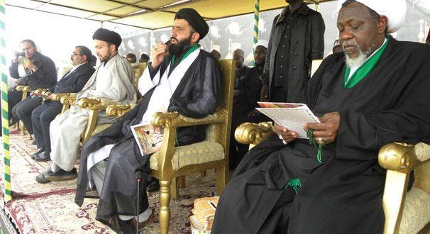 SHEIK IBRAHIM EL-ZAKZAKY (RIGHT) WITH HIS IRANIAN VISITORS DURING THE 40TH DAY PRAYER OF THE 33 KILLED MEMBERS OF ISLAMIC MOVEMENT OF NIGERIA (SHIITE) IN ZARIA THURSDAY. PHOTO BY ABDULGAFAR ALABELEWE