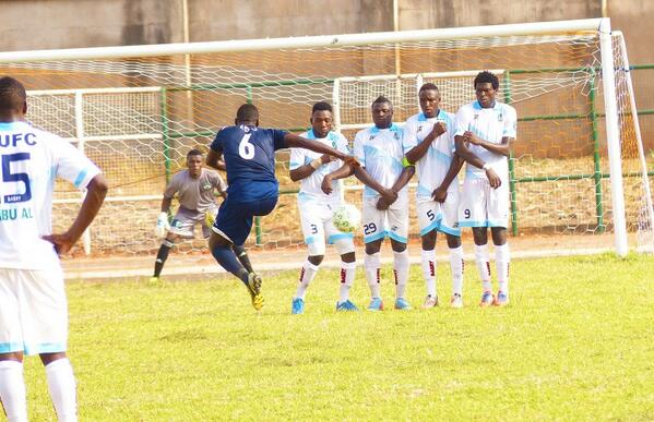 Akwa United's Namso Edo Takes a Sublime Free-Kick Against Nasarawa United. Image: LMC.