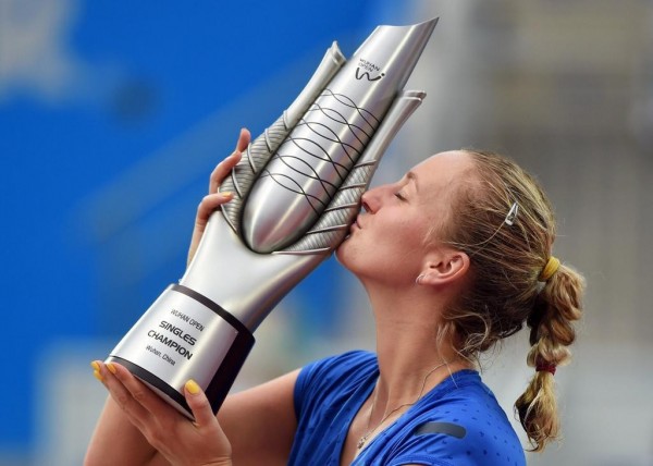 Petra Kvitova Beats Eugenie Bouchard to Claim the Inaugural Wuhan Open Women's Singles Title. Image: Getty.