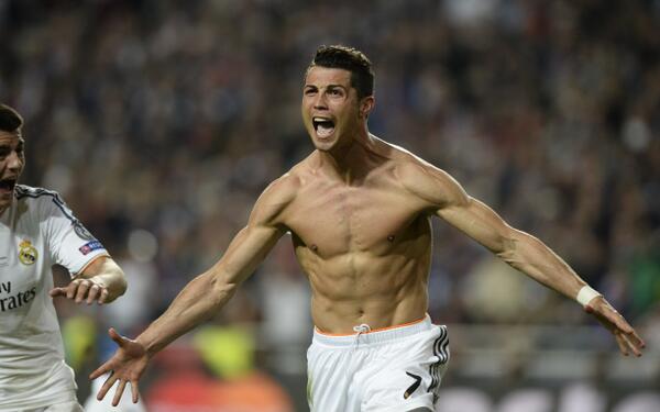 Ronaldo Celebrates After Scoring Agains Atletico in Lisbon in the Final of the 2013/14 Uefa Champions League.