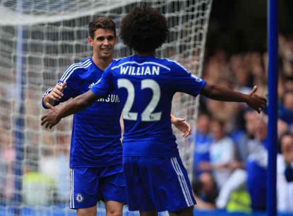 Willian and Oscar Celebrates Chelsea's Third Goal. Image: Getty.