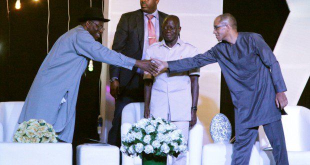FROM LEFT: PRESIDENT GOODLUCK JONATHAN, GOVERNOR ADAMS ERIC OSHIOMHOLE AND DR. DAVID LADIPO GROUP MANAGING DIRECTOR, AZURA POWER AT THE GROUNDBREAKING CEREMONY OF THE $1 BILLION AZURA-EDO POWER PLANT IN BENIN CITY ON FRIDAY