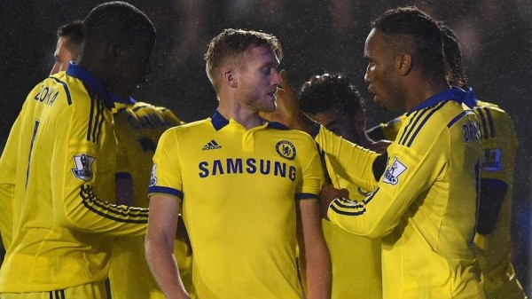 Didier Drogba Celebrates With Team-Mates During Tuesday Night's League Cup Win at Shrewsbury. Image: Getty. 
