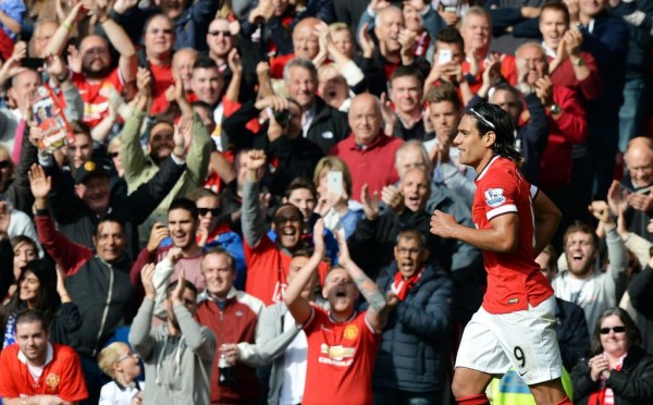 Falcao Celebrate His First United Goal Against Everton at Old Trafford. Imag: Getty.
