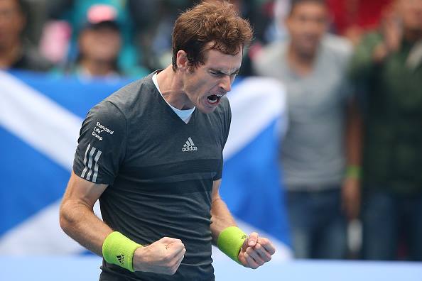 Andy Murray Celebrates After Winning Milos Raonic at the ATP Finals. Image:  Getty.