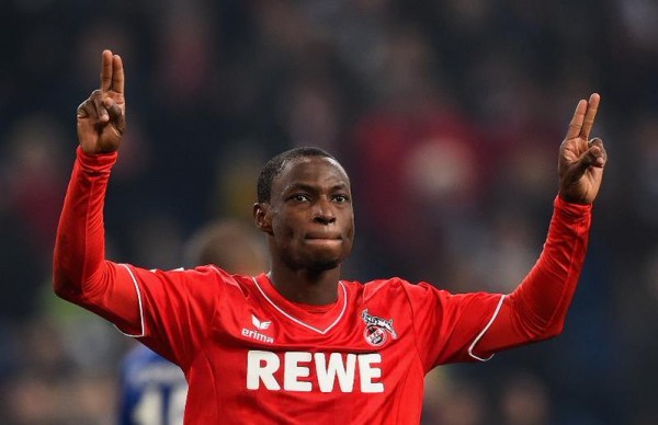 FC Kohn's Anthony Ujah Celebrates His Sixth Goal in the Bundesliga Season at Schalke. Image Getty.