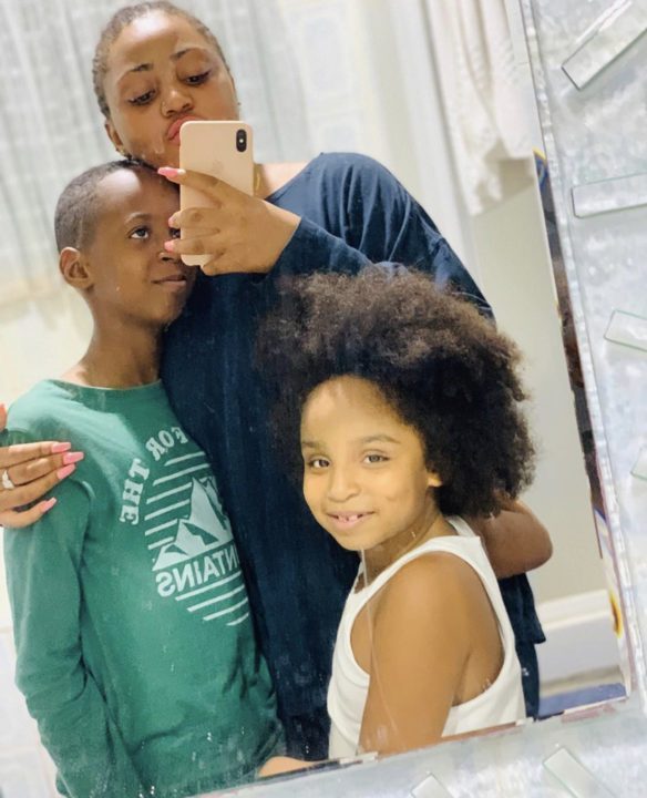 Regina Daniels poses with her step-kids, finally reacts to pregnancy rumors