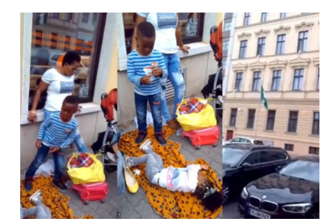 Nigerian Embassy In Germany Reacts To Viral Photo Of stranded Nigerian woman And Her kids Sleeping Outside Their office