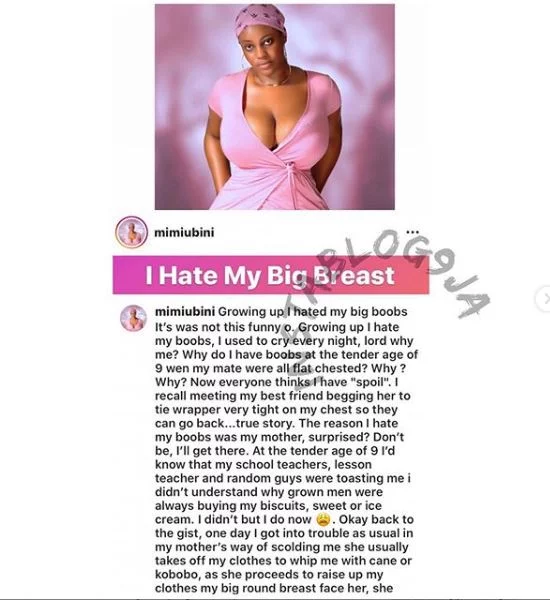 Advice - I Hate My Big Boobs Because Of My Mother A Nigerian lady took to  Instagram to disclose how much she hates her big boobs. She revealed that  the major reason