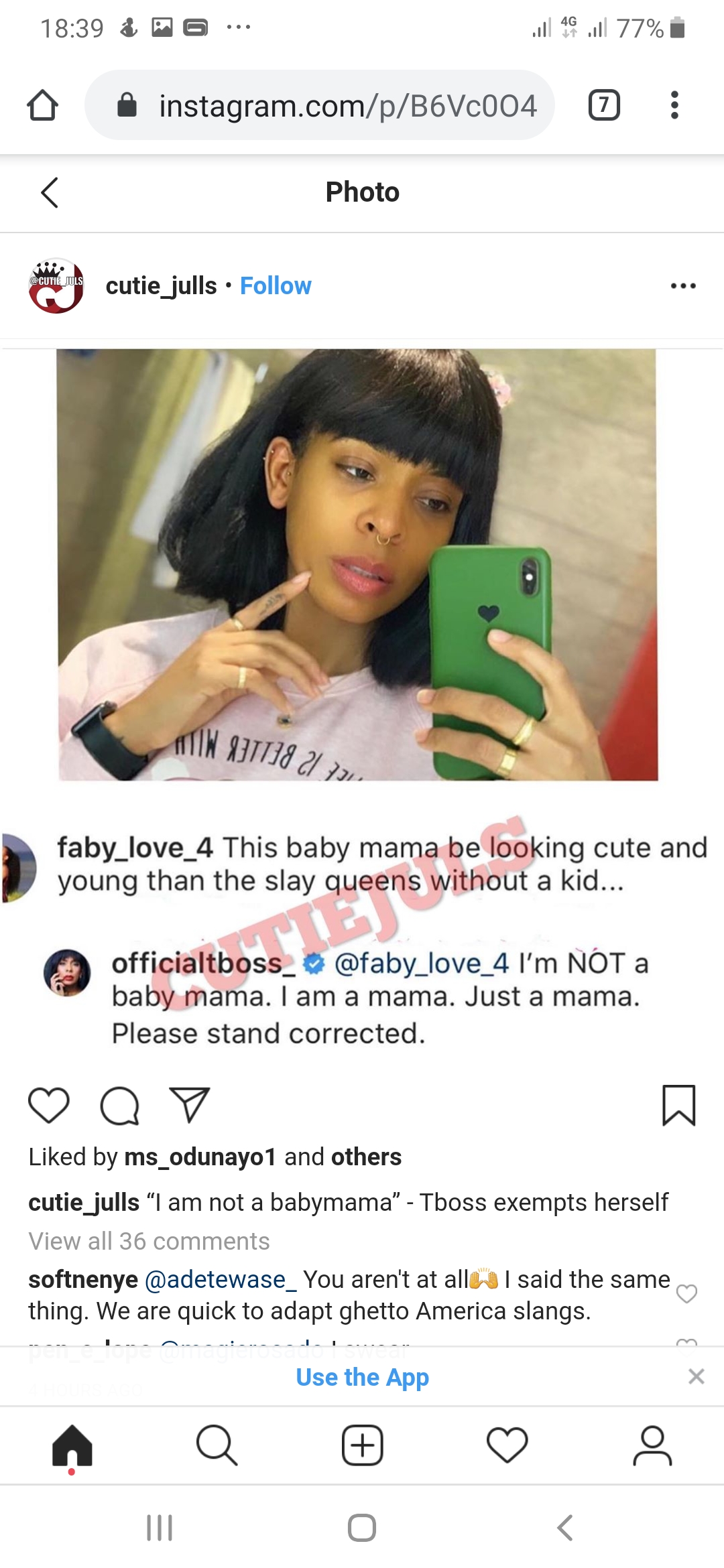 Reality Star, TBoss Corrects Fan Who Called Her Baby Mama