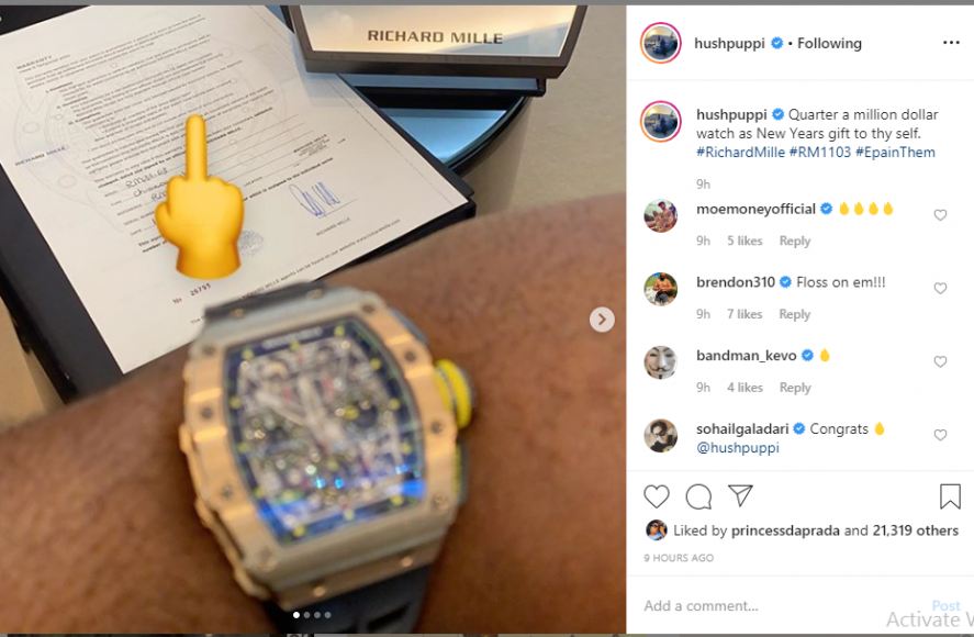 Hushpuppi Flaunts His N90m ($250k) Richard Mille Wrist Watch | GCFRNG