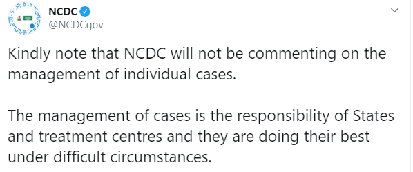 NCDC’s tweet