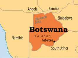 Botswana on map