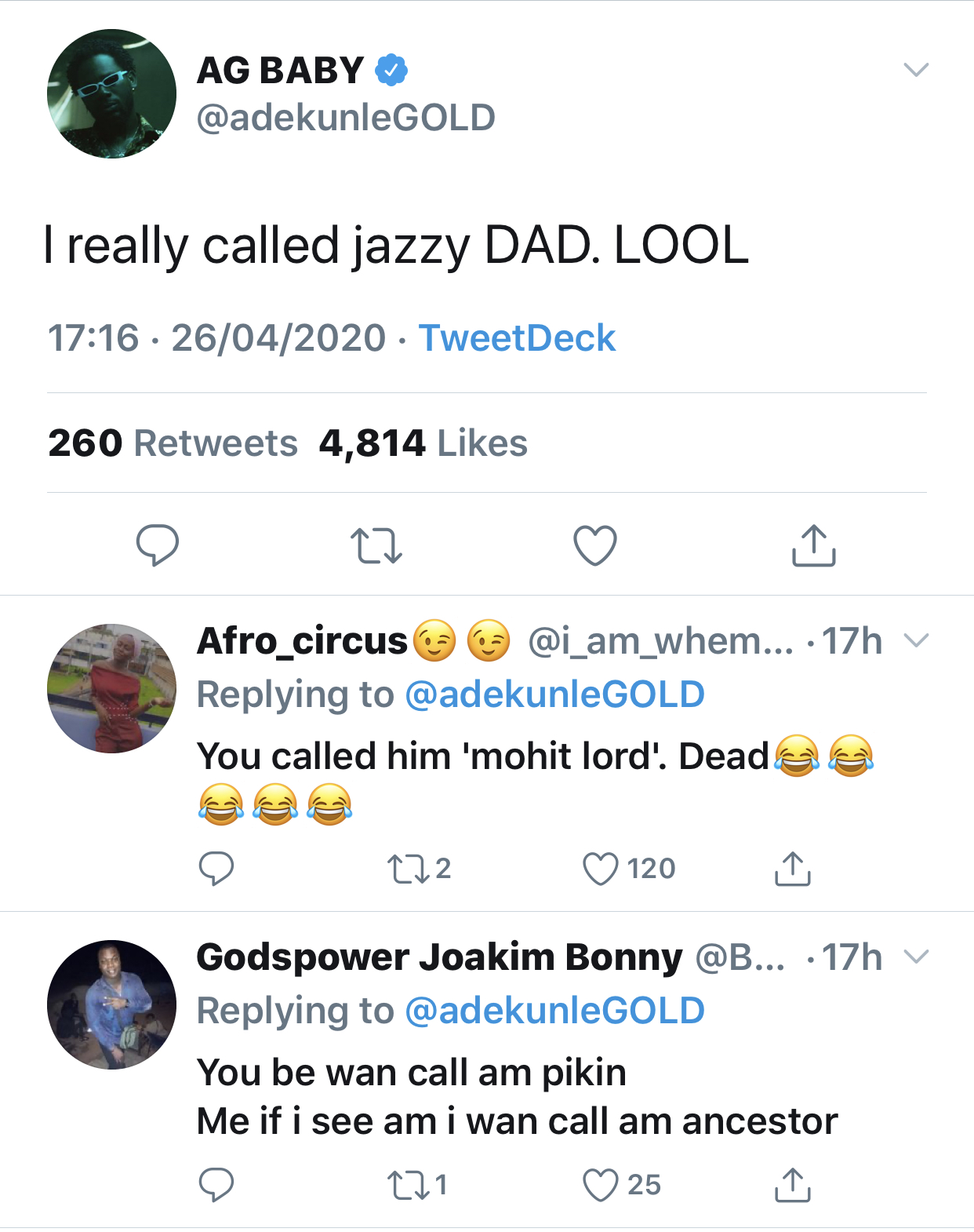 Adekunle Gold’s tweet